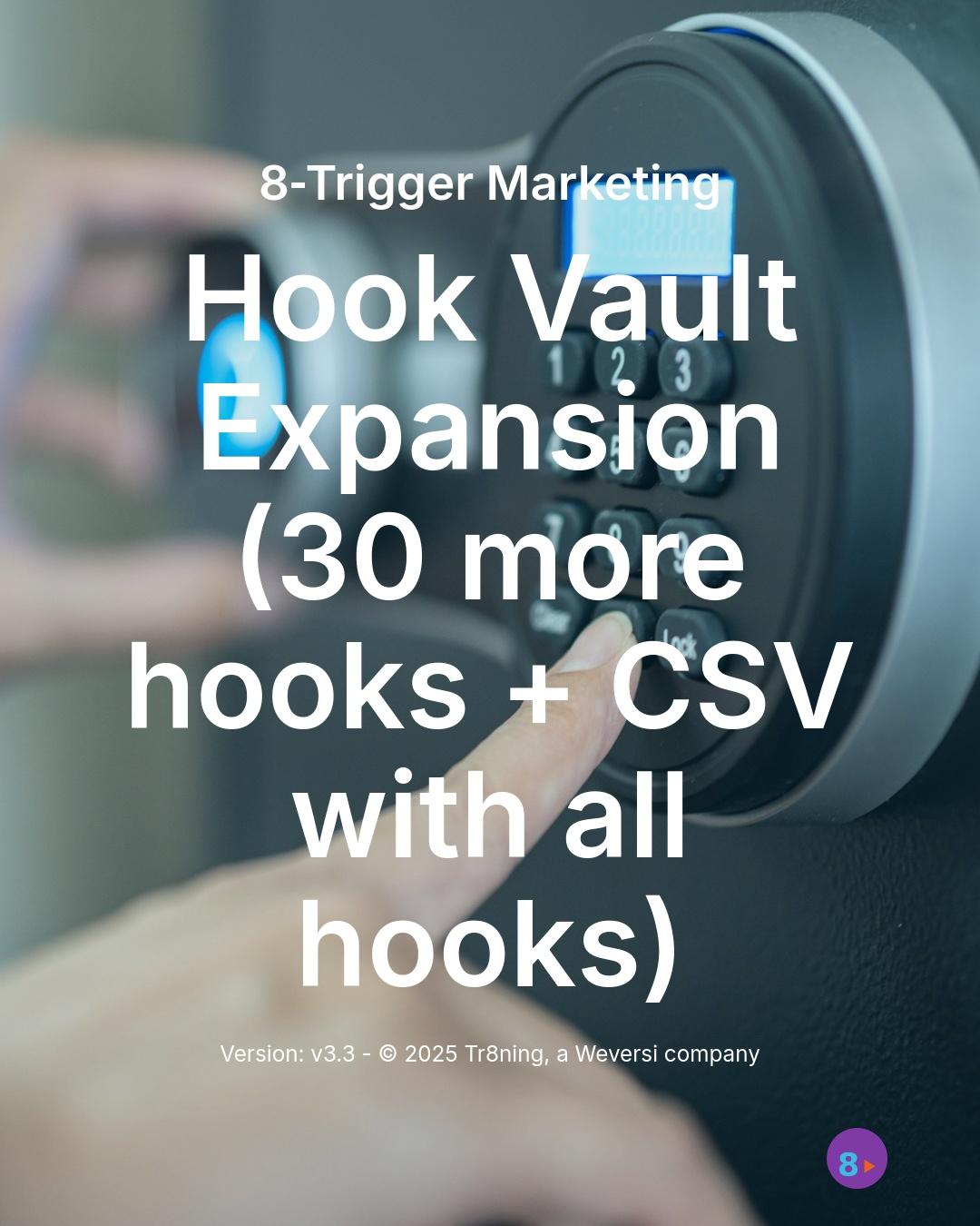 Hook Vault Expansion: 30 more hooks + CSV